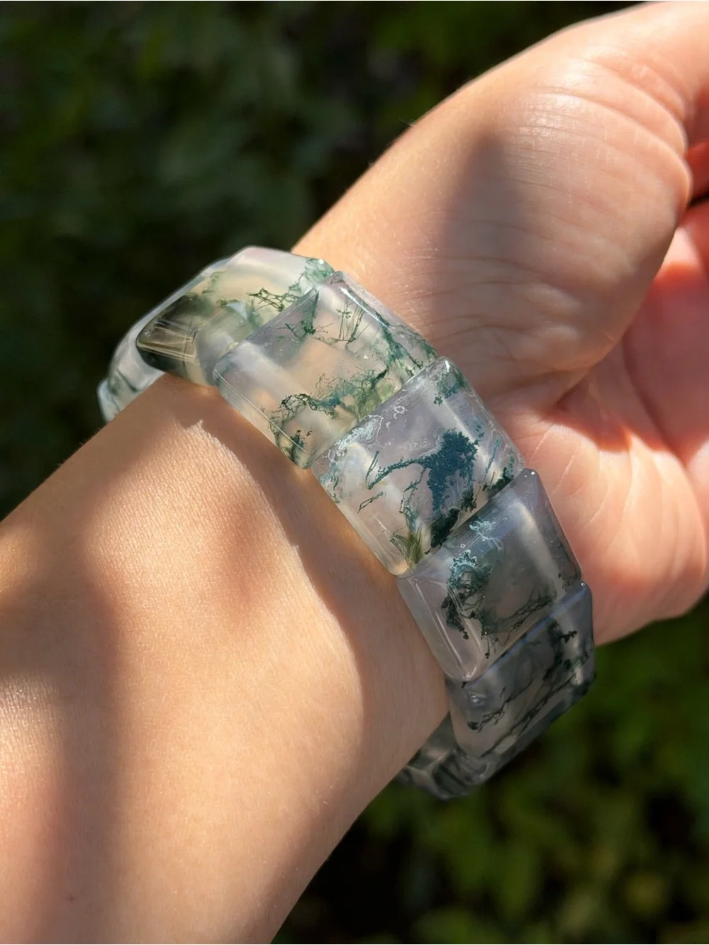High Quality Translucent Moss Agate Soft Bangle 1661